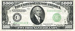 The 1934 $5000 bill, featuring the portrait of James Madison.