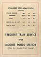 Back cover showing admission charges & train services