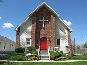 Bellefontaine Church of the Brethren, located at 534 S. Detroit Street in Bellefontaine, Ohio, United States.