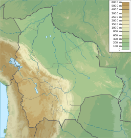 Location of Taypi Chaka Quta in Bolivia.