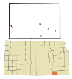 锡达韦尔于肖托夸县及堪萨斯州之地理位置