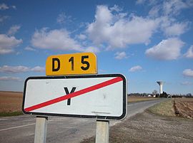 Sign marking the exit of the village of Y in the Somme department of Picardy