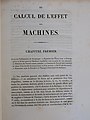 First page of an 1829 copy of "Du Calcul de L'Effet Des Machines"