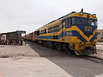 A diesel-powered freight train at Colchani, Bolivia, in 2013