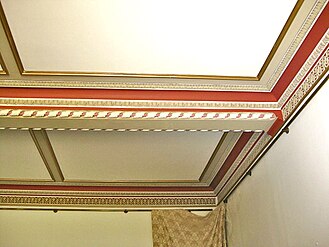Garthmyl Hall Painted ceiling and original picture hanging bars.