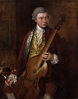 Portrait of Carl Friedrich Abel, composer and viol master—German-born but residing in England most of his life—posed with his viola da gamba. By Thomas Gainsborough, c. 1765.