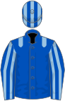 Royal blue, light blue epaulets, striped sleeves and cap