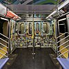 Interior of R160 subway train refurbished in 2017