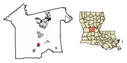 Location of Forest Hill in Rapides Parish, Louisiana.