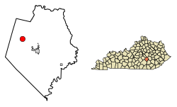 Location of Brodhead in Rockcastle County, Kentucky.