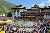 Photograph of Tsechu festival at Tashichödzong