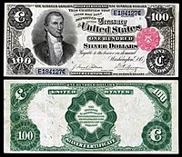 $100 Silver Certificate, Series 1891, Fr.344, depicting James Monroe