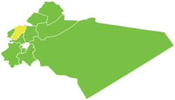 扎巴达尼区在大马士革农村省的位置（黄色区块处）