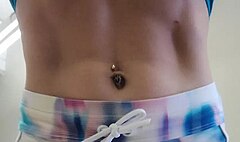 Woman with a pierced belly button