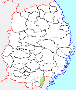 Location of Murone in Iwate Prefecture