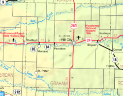堪萨斯州运输部（英语：Kansas Department of Transportation）的葛兰姆县地图（图例）