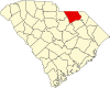 State map highlighting Chesterfield County