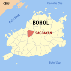 Map of Bohol with Sagbayan highlighted