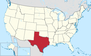 地图中高亮部分为得克萨斯州