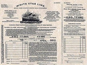 泰坦尼克号的三等舱船票