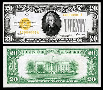 $20 Gold Certificate Andrew Jackson