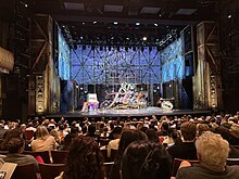 The set of the musical "& Juliet" at the Stephen Sondheim Theatre in Manhattan in July 2023