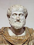 Roman copy in marble of a Greek bronze bust of Aristotle by Lysippos, c. 330 BC, with modern alabaster mantle