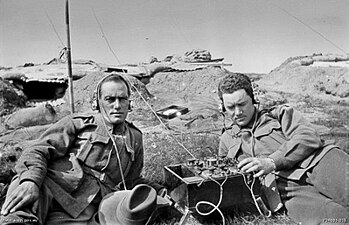 Australian signallers using a Marconi Mk III crystal receiver, 1916