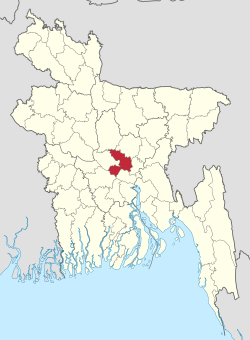 Location of Dhaka District within Bangladesh