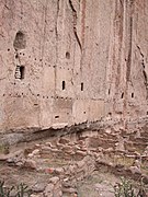 Viga holes in cliff dwellings at Bandelier National Monument
