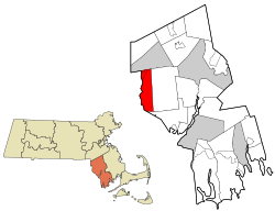 锡康克在布里斯托尔县及马萨诸塞州的位置（以红色标示）