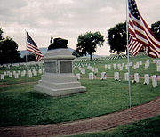Monument and graves of the Civil War Medal of Honor recipients in Andrew's Raid in Chatanooga National Cemetery, Tenn.