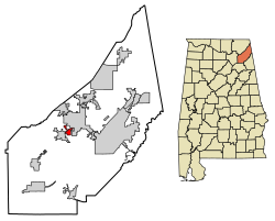 Location of Shiloh in DeKalb County, Alabama.