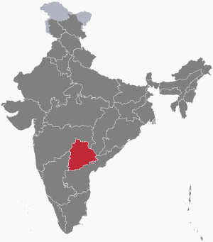 The map of India showing Telangana