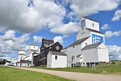 The grain elevator row in Inglis, Manitoba, a national historic site.