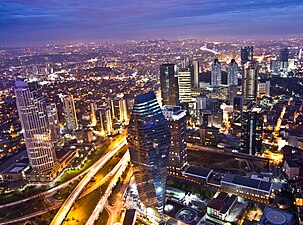 Levent business district in Istanbul at night