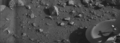 第一张由海盗号着陆器从火星表面送回的照片，可以看到着陆器的支架。