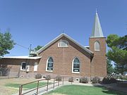 Side view of the Peoria Presbyterian Church.