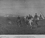 Another photograph of the drills of 28 June 1896. This one shows general Reina Barrios along with his staff.[5]