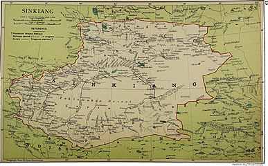 Map including Yengisar (labeled as Yangihissar) (1917)