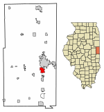 Location of Tilton in Vermilion County, Illinois.