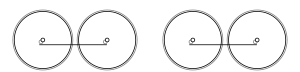 Diagram of four driving wheels in two pairs, each pair joined by coupling rods