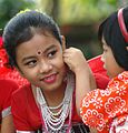 Children prepare for a traditional dance in Tripura.