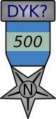 Award for 500 DYK nominations