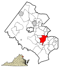 Location of Springfield in Fairfax County, Virginia