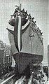 HMS Byard K 315 sliding down the slipway on March 6, 1943 at Bethlehem-Hingham shipyard.