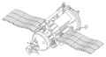 Kosmos 1686. Note the VA capsule (left), heavily modified to house scientific instruments