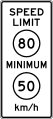 United States (metric, dual maximum and minimum speeds)