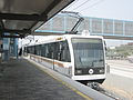 A train at Sierra Madre Villa Station of the LA Metro Rail's Gold Line.