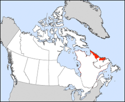 努纳齐亚福特在纽芬兰和拉布拉多省的位置